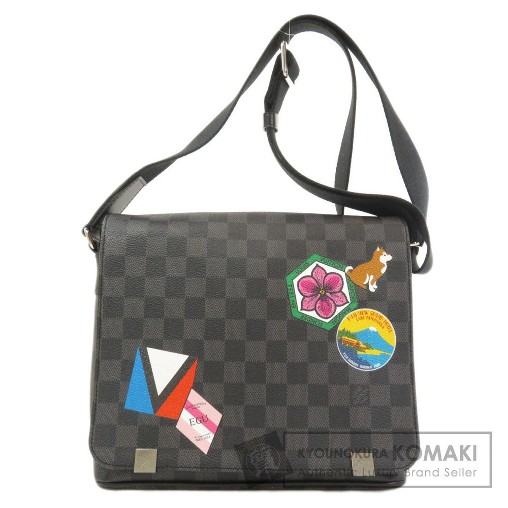 Louis Vuitton District Damier Graphite Black World Tour Patch Shoulder Bag